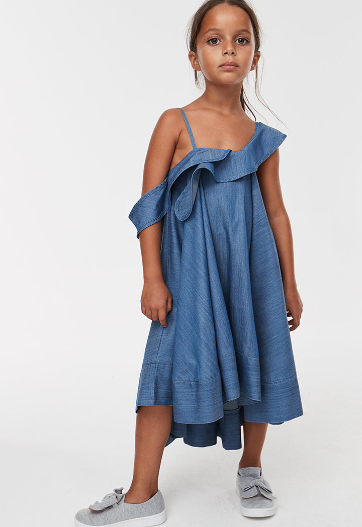 Chambray Cold Shoulder Dress – ZAY