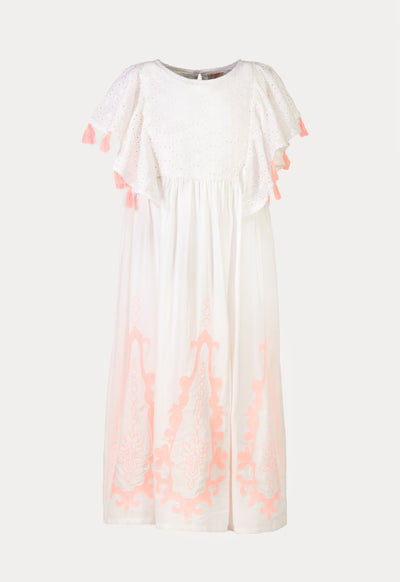 Solid Butterfly Tassel Embroidered Dress