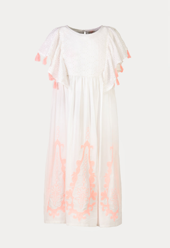 Solid Butterfly Tassel Embroidered Dress