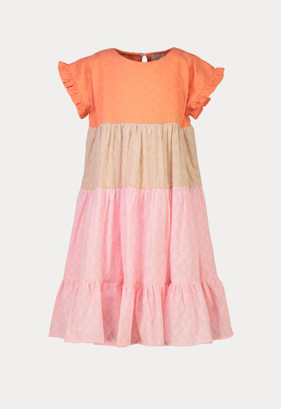 Ruffle Frill Trim Colorblock Tiered Dress