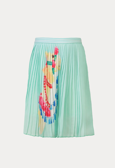 Printed Crepe Electric Pleated Skirt