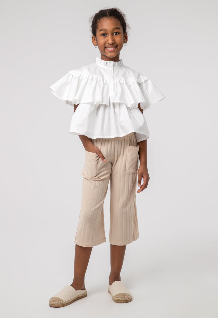 Knitted Wide Leg Trouser With Deep Rib