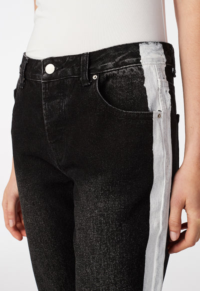 Contrast Side Denim Jeans - Fresqa