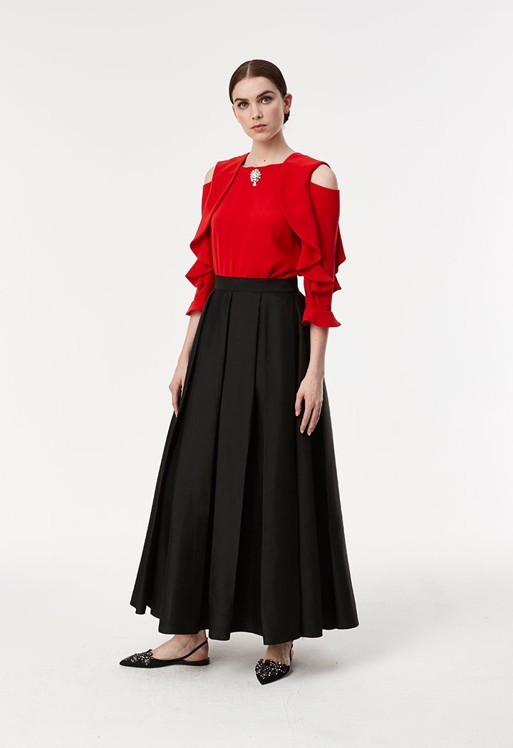 Cold Shoulder V-Back Blouse