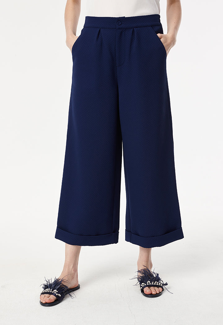 Textured Folded Hem Culottes