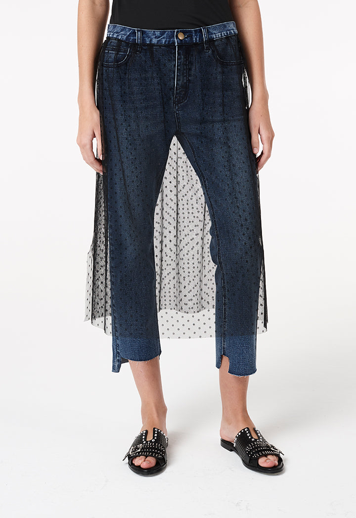 Jeans With Mesh Overlay - Fresqa