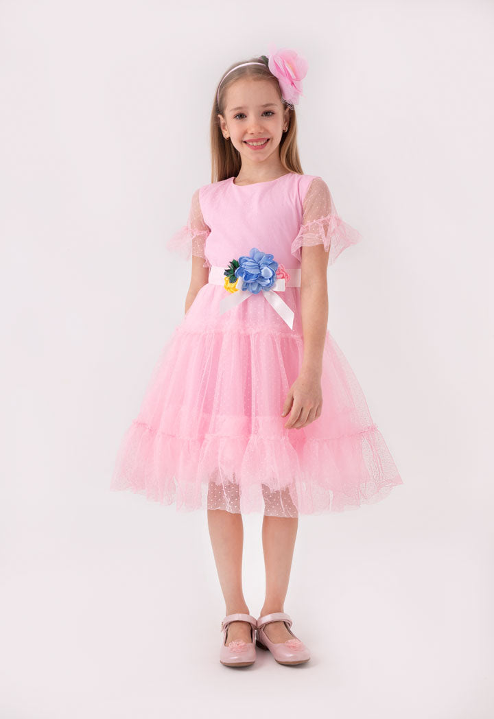 Tulle Overlay A-Line Dress