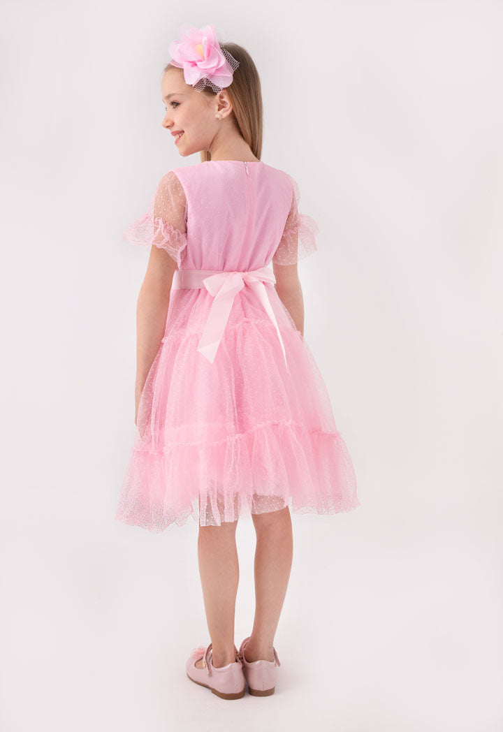 pink tulle overlay dress Bridesmaid Dress Pink Tulle Sequins Long Formal Dress Prom Dress Party Dress Sa1679