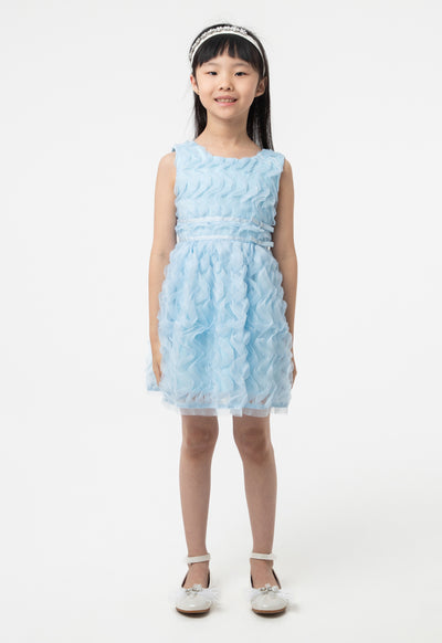 Tulle Ruched Ruffle Sleeveless Dress