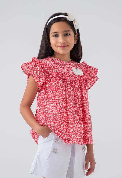 Printed Blouse And Short Set