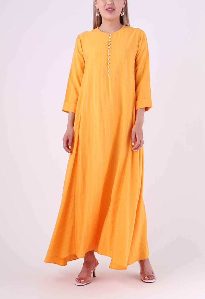Contrast Pearl Loop Button Dress