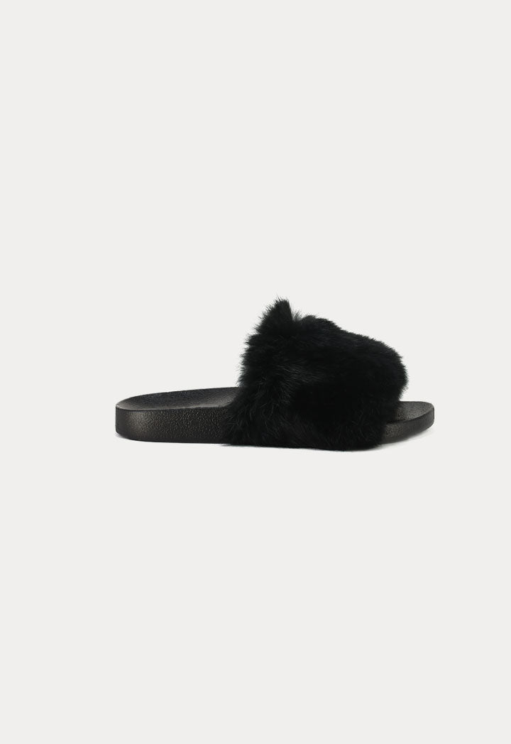 Faux Fur Slides Open Toe Sandals