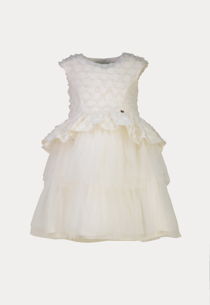 Tulle Ruffle Tier Lurex Patch Sleeveless Dress