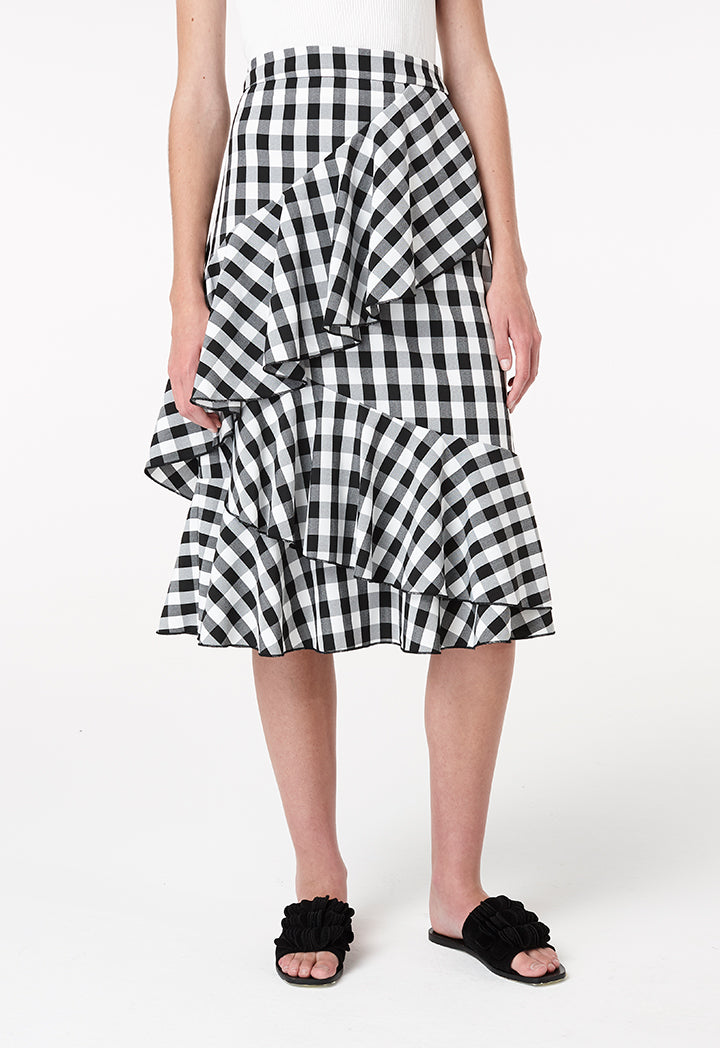 Checkered Ruffle Skirt - Fresqa