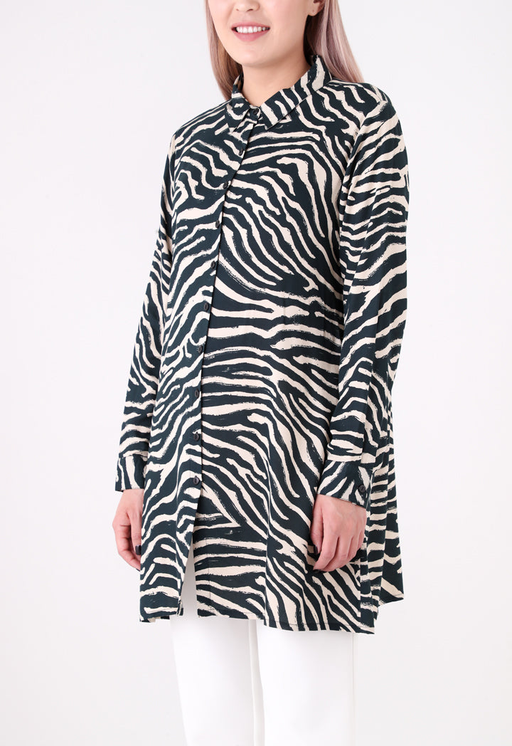 Zebra Print Longline Shirt
