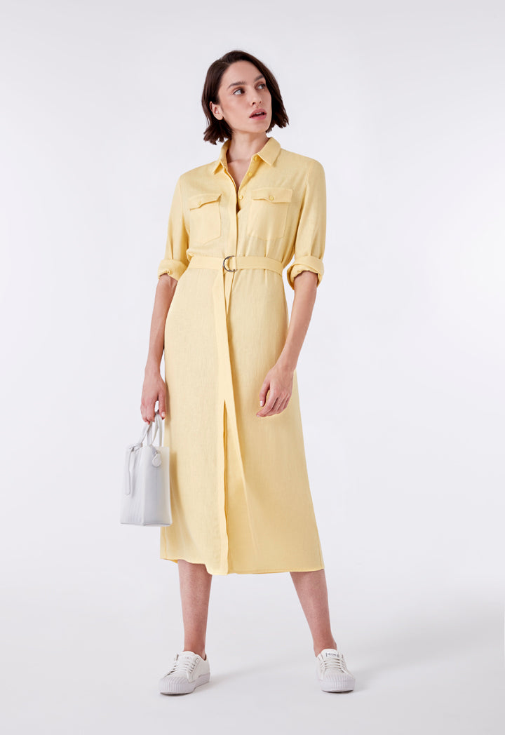 Button Down Flap Pocket Short Dress