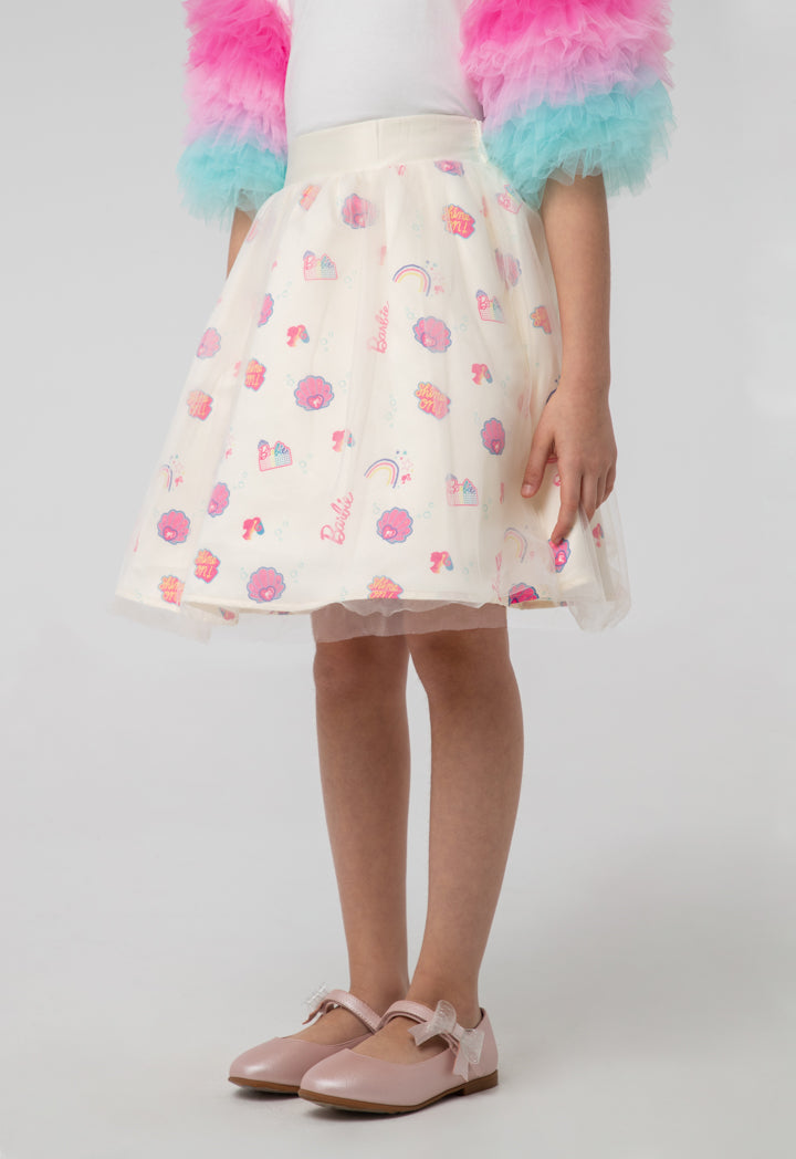 Barbie Tulle Mesh Printed Flare Skirt