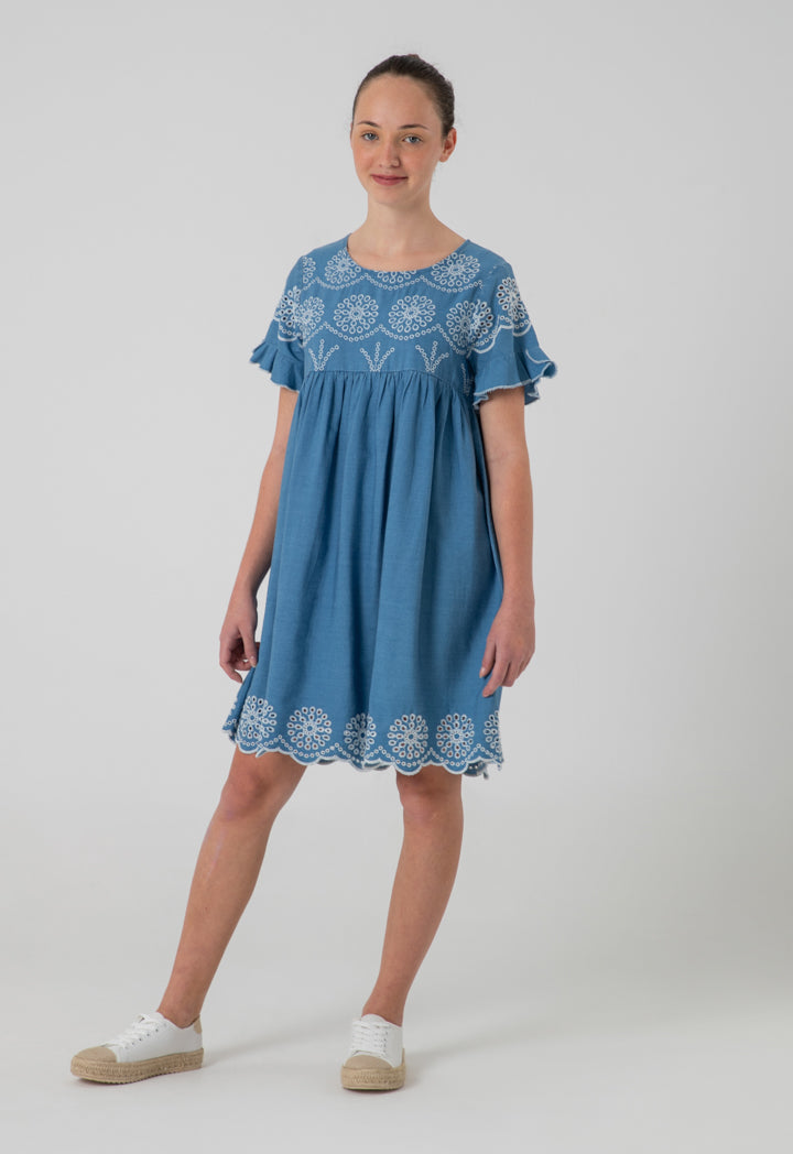Scallop Floral Ruffle Lace Dress