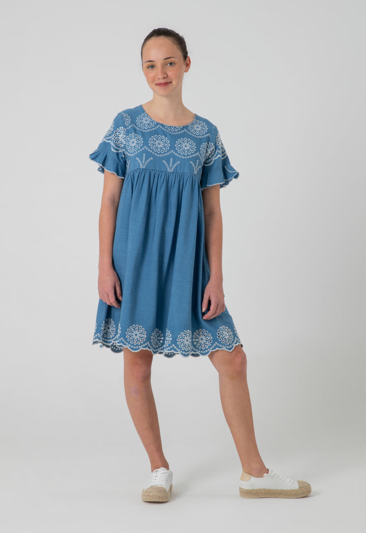 Scallop Floral Ruffle Lace Dress