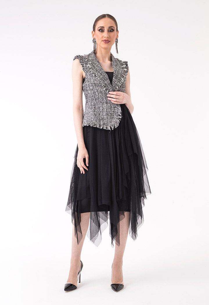 Tweed Tulle Layered Outerwear