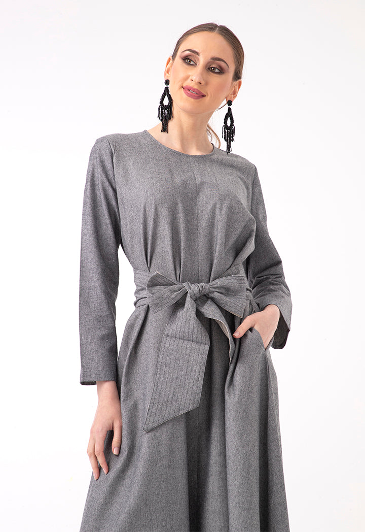 Solid Flared Long Dress
