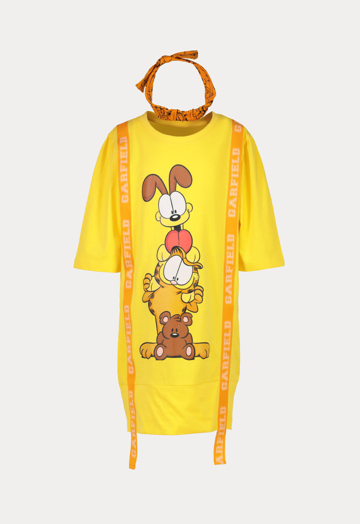 Garfield Printed T-Shirt Dress And Headband