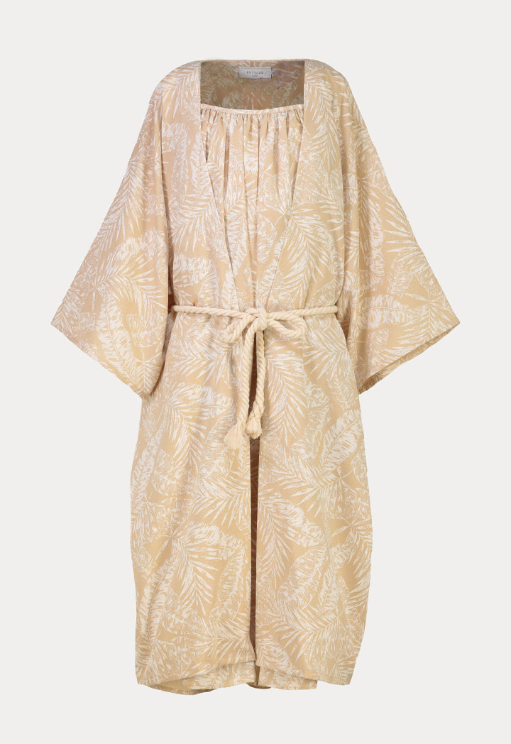Leaf Printed Kimono Combo Dress