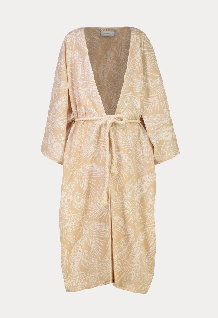 Leaf Printed Kimono Combo Dress