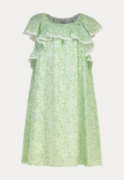 Lace And Ruffles Floral Pattern Girls Dress
