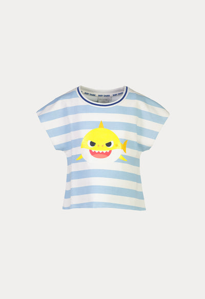 Baby Shark Digital Print Stripes Rib Shirt