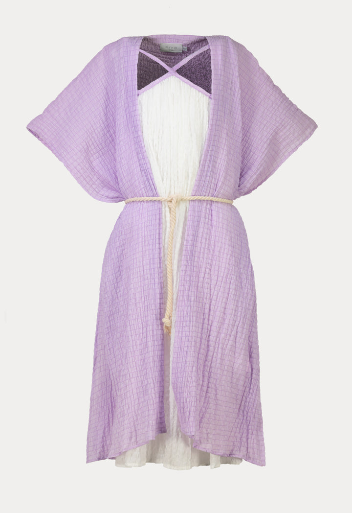 Seersucker Stripes Kimono And Dress Sets