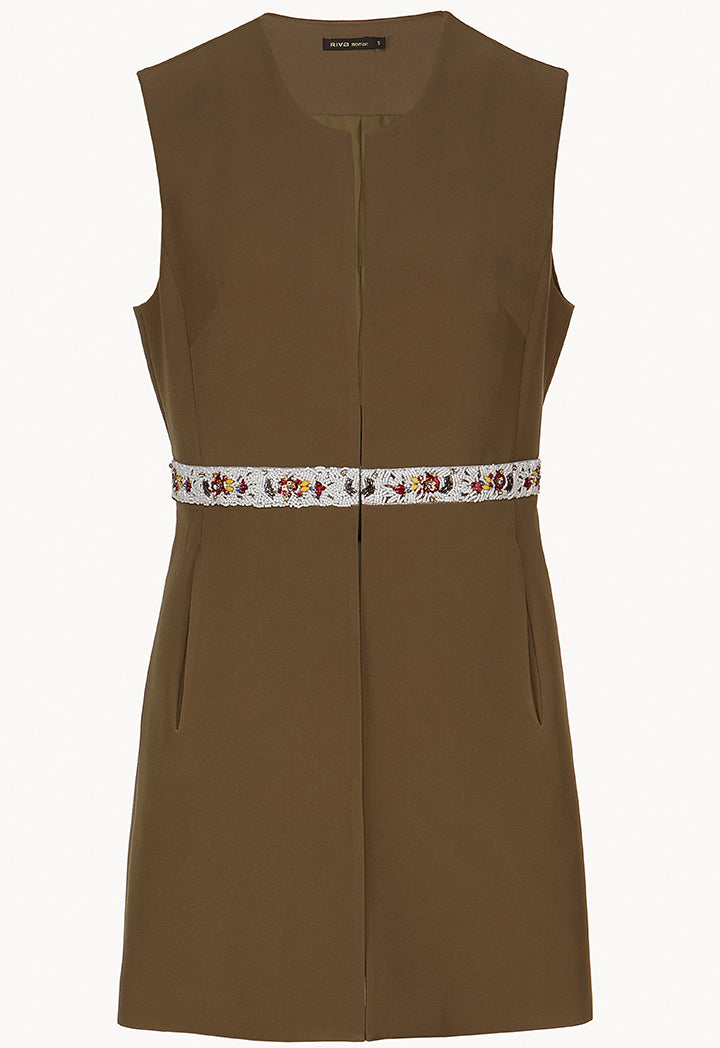 Beaded Applique Long Gilet