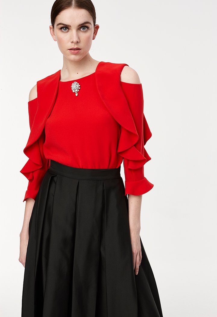 Cold Shoulder V-Back Blouse